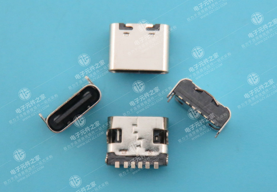 USB TYPE C 母座板上6P SMT單排 無(wú)彈